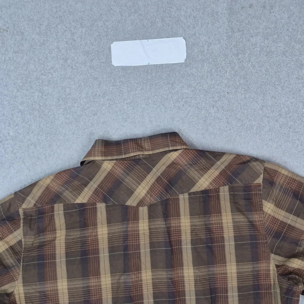 Banana Republic Men Button Up Shirt XL Brown Casual Shirt Plaid Western